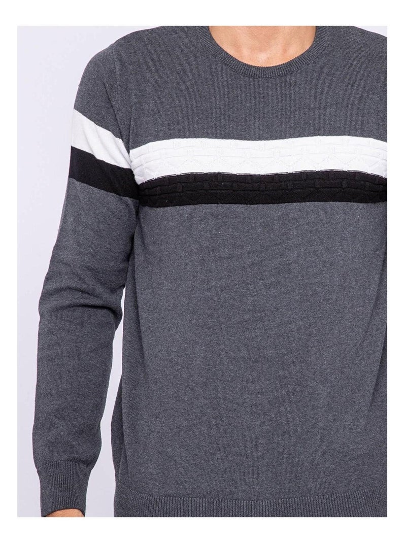 Pull col rond LUFAROL Gris foncé - Kiabi