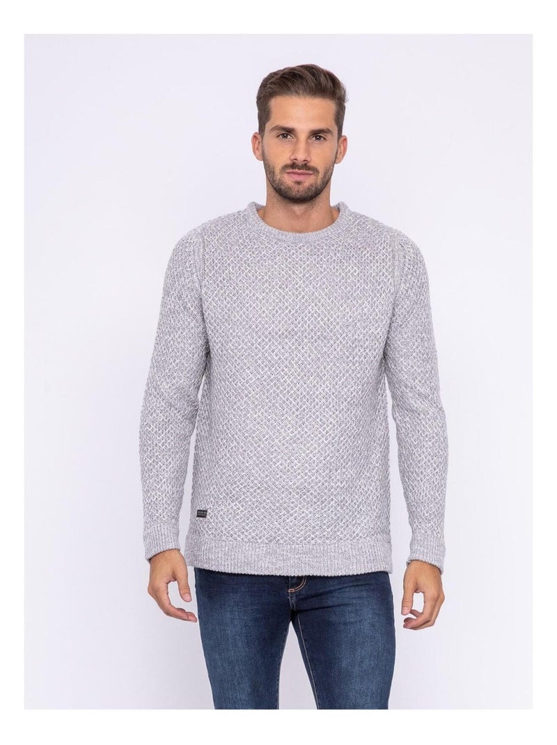 Pull col rond LUMARK Gris clair - Kiabi