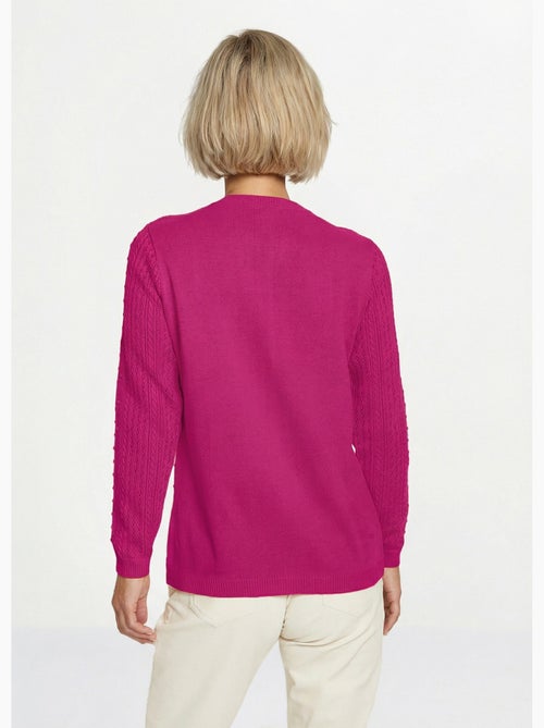 Pull col rond maille ajourée et boules - Afibel - Kiabi