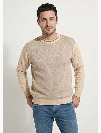 Pull col rond maille caviar coton - Afibel