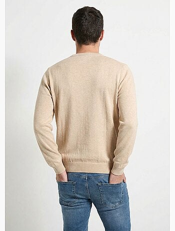 Pull col rond maille caviar coton - Afibel