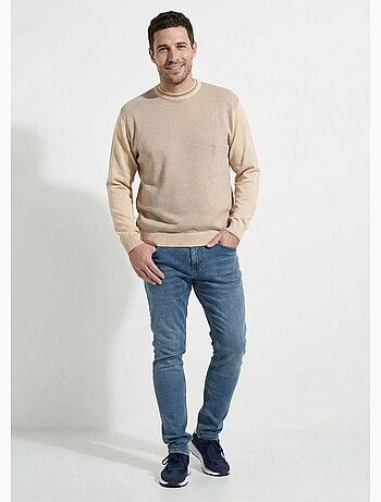 Pull col rond maille caviar coton - Afibel