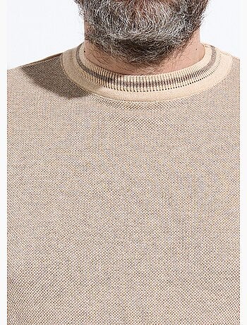 Pull col rond maille caviar coton - Afibel