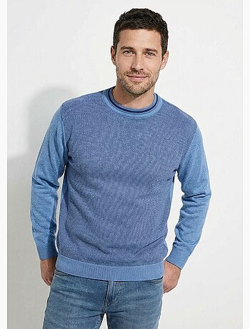 Pull col rond maille caviar coton - Afibel