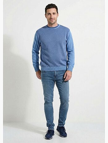 Pull col rond maille caviar coton - Afibel