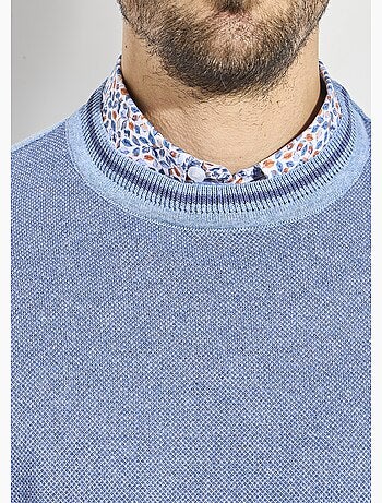 Pull col rond maille caviar coton - Afibel