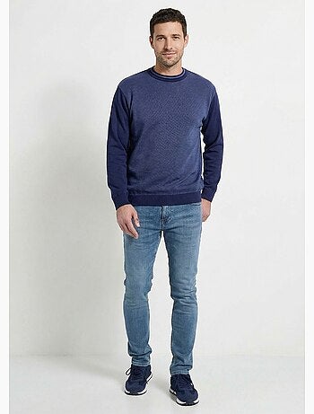 Pull col rond maille caviar coton - Afibel
