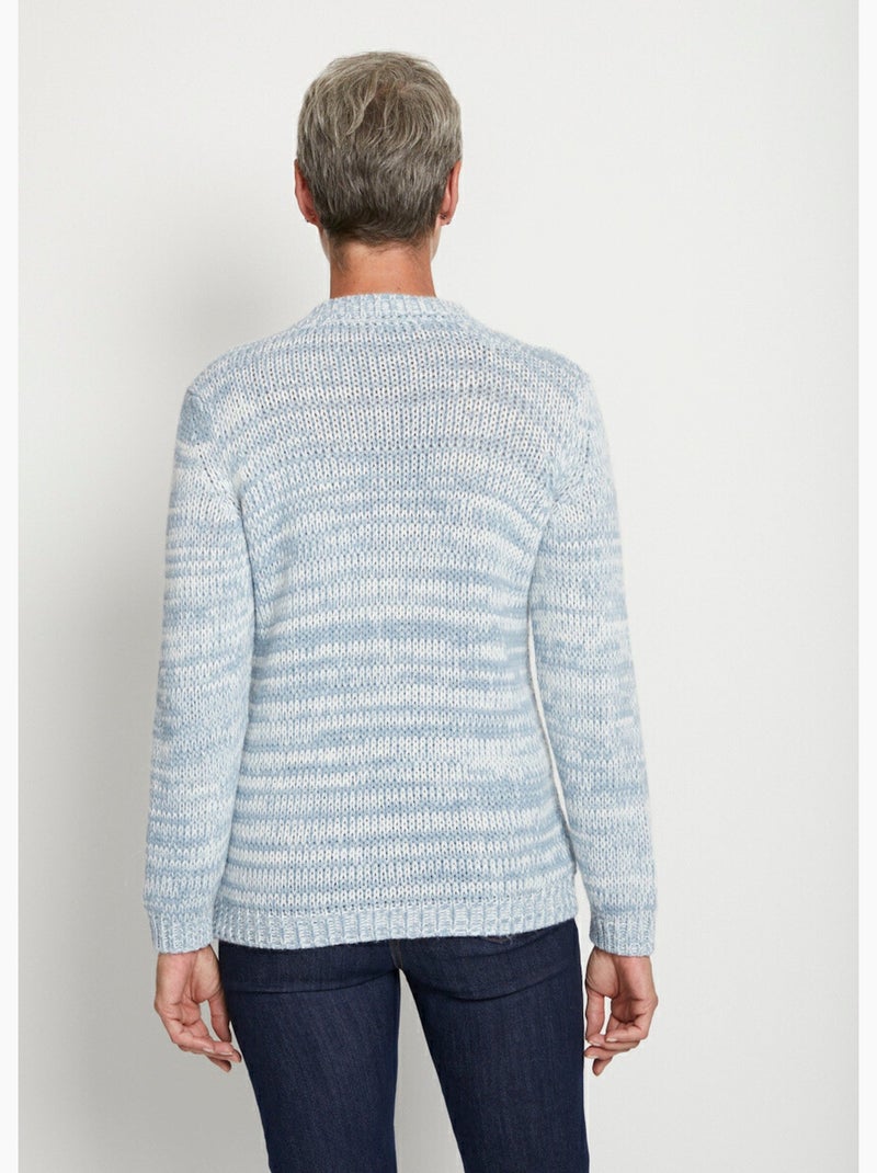 Pull col rond maille chinée épaisse - afibel Bleu - Kiabi