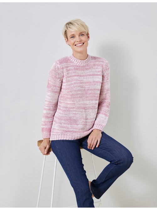 Pull col rond maille chinée épaisse - Kiabi