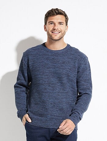Pull col rond maille chinée laine manches longues - Afibel