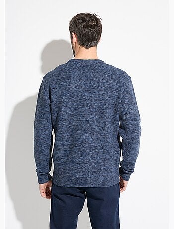 Pull col rond maille chinée laine manches longues - Afibel