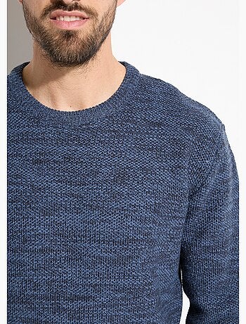 Pull col rond maille chinée laine manches longues - Afibel