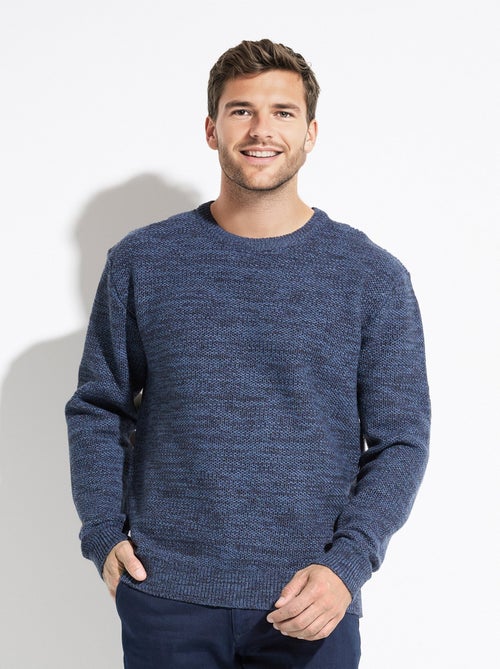 Pull col rond maille chinée laine manches longues - Afibel - Kiabi