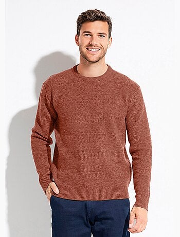 Pull col rond maille chinée laine manches longues - Afibel