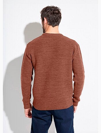 Pull col rond maille chinée laine manches longues - Afibel