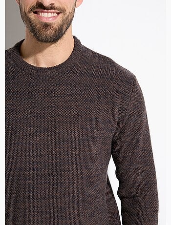 Pull col rond maille chinée laine manches longues - Afibel