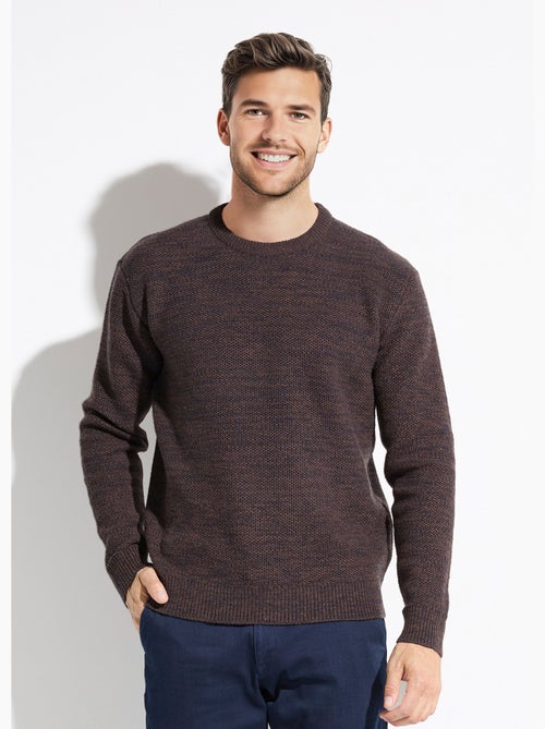 Pull col rond maille chinée laine manches longues - Afibel - Kiabi