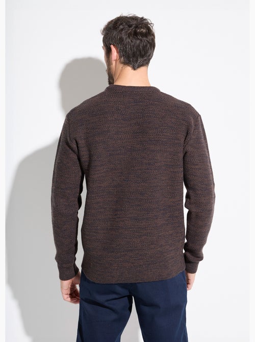Pull col rond maille chinée laine manches longues - Afibel - Kiabi
