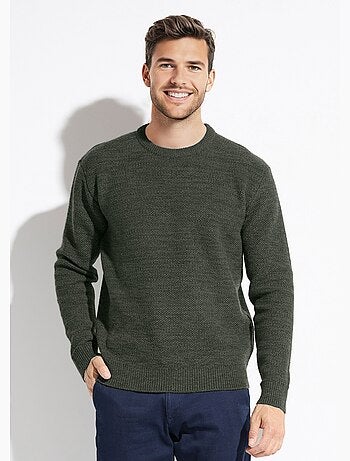 Pull col rond maille chinée laine manches longues - Afibel