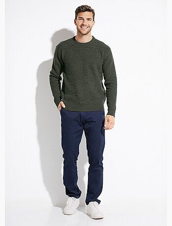 Pull col rond maille chinée laine manches longues - Afibel