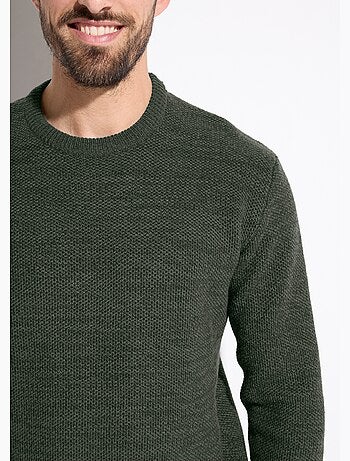 Pull col rond maille chinée laine manches longues - Afibel