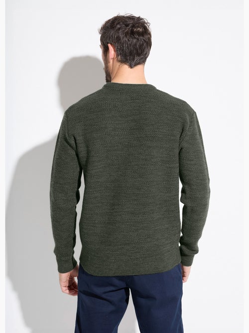 Pull col rond maille chinée laine manches longues - Afibel - Kiabi