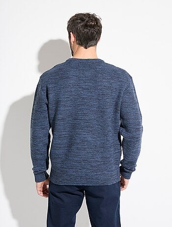 Pull col rond maille chinée laine manches longues