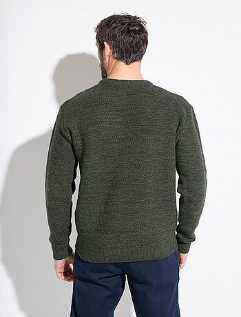 Pull col rond maille chinée laine manches longues