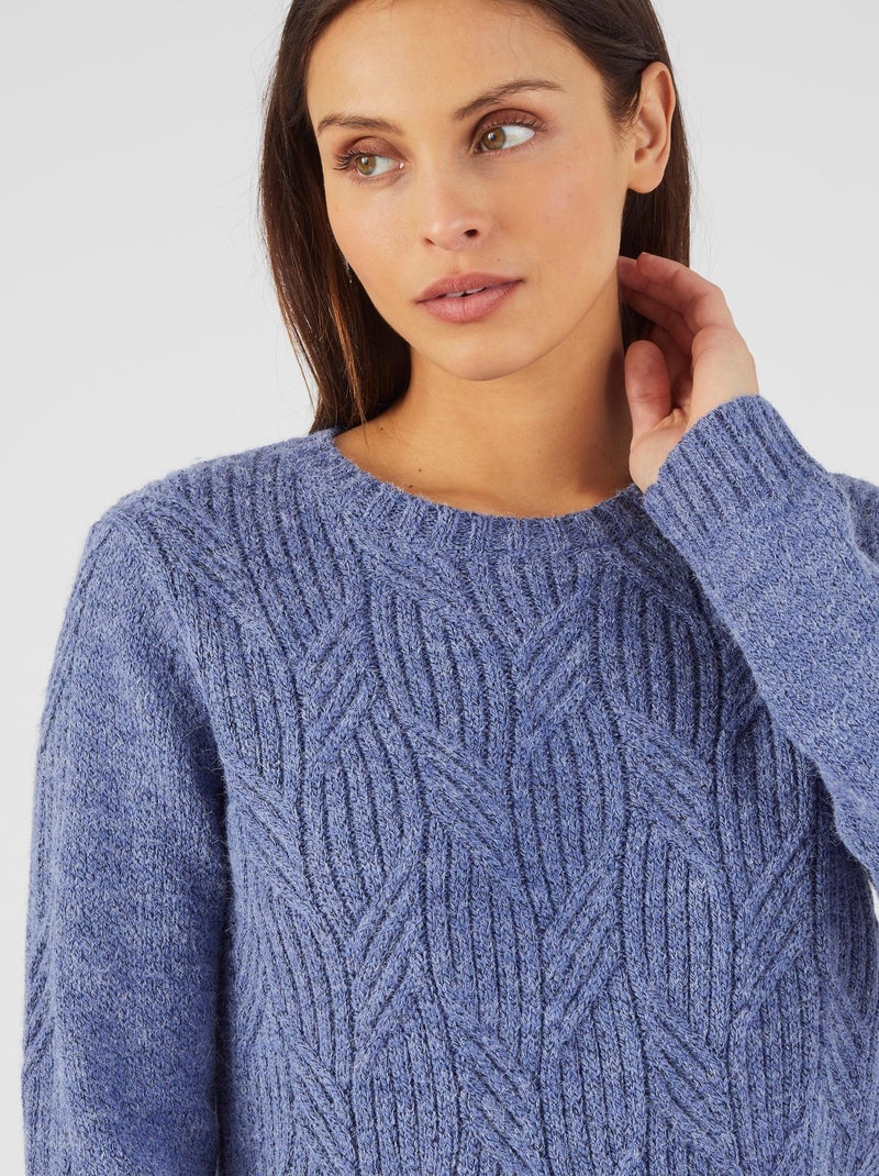 Pull col rond maille chinée thermolactyl - damart Bleu - Kiabi