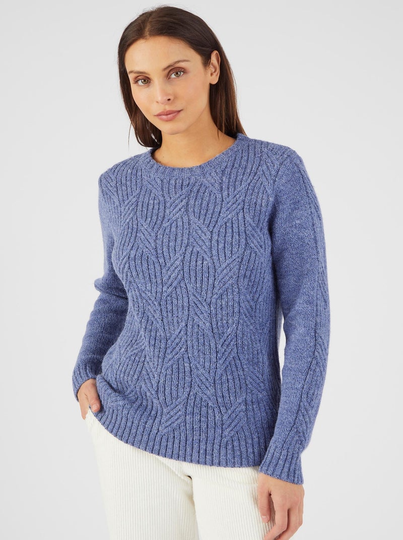 Pull col rond maille chinée thermolactyl - damart Bleu - Kiabi
