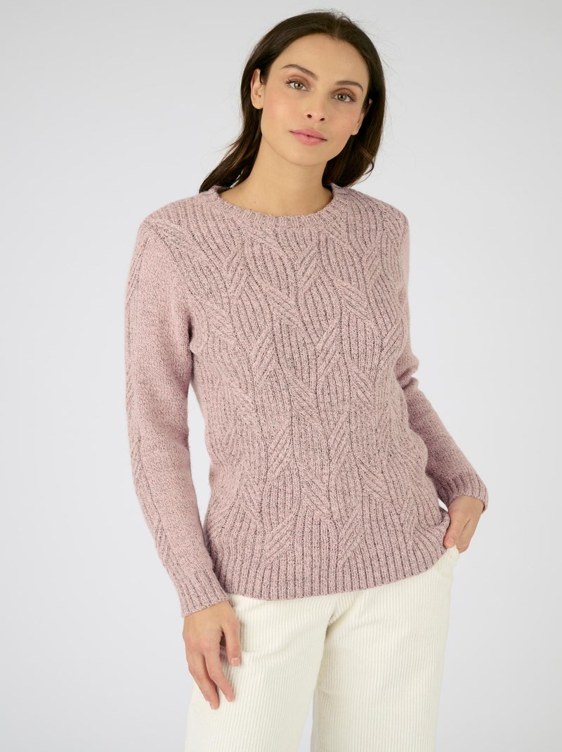 Pull col rond maille chinée Thermolactyl - Damart Rose - Kiabi