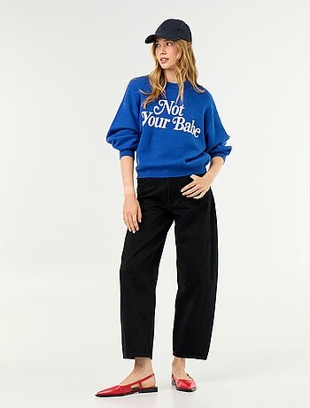 Pull col rond maille douce avec inscription