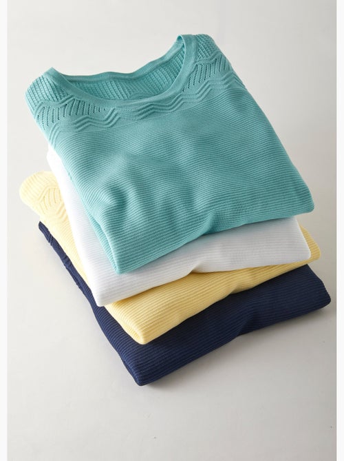 Pull col rond maille fantaisie - Afibel - Kiabi