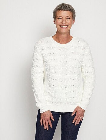 Pull col rond maille fantaisie - Afibel