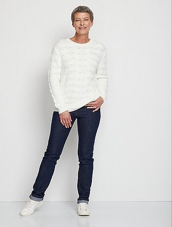 Pull col rond maille fantaisie - Afibel