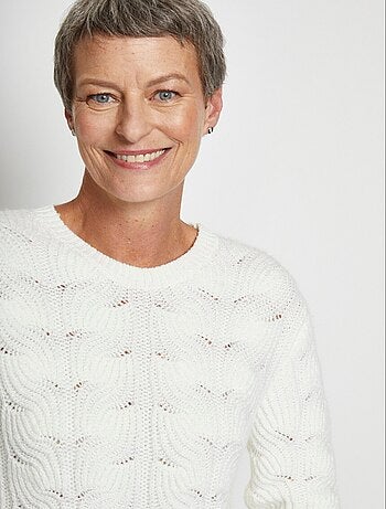Pull col rond maille fantaisie - Afibel