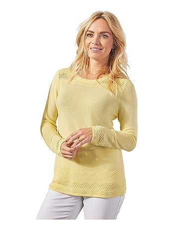 Pull col rond maille fantaisie