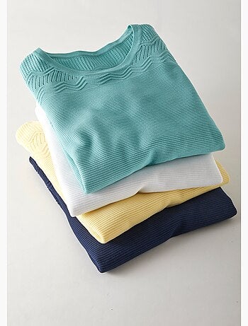 Pull col rond maille fantaisie