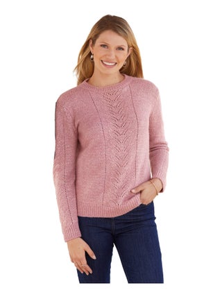 Pull col rond maille fantaisie