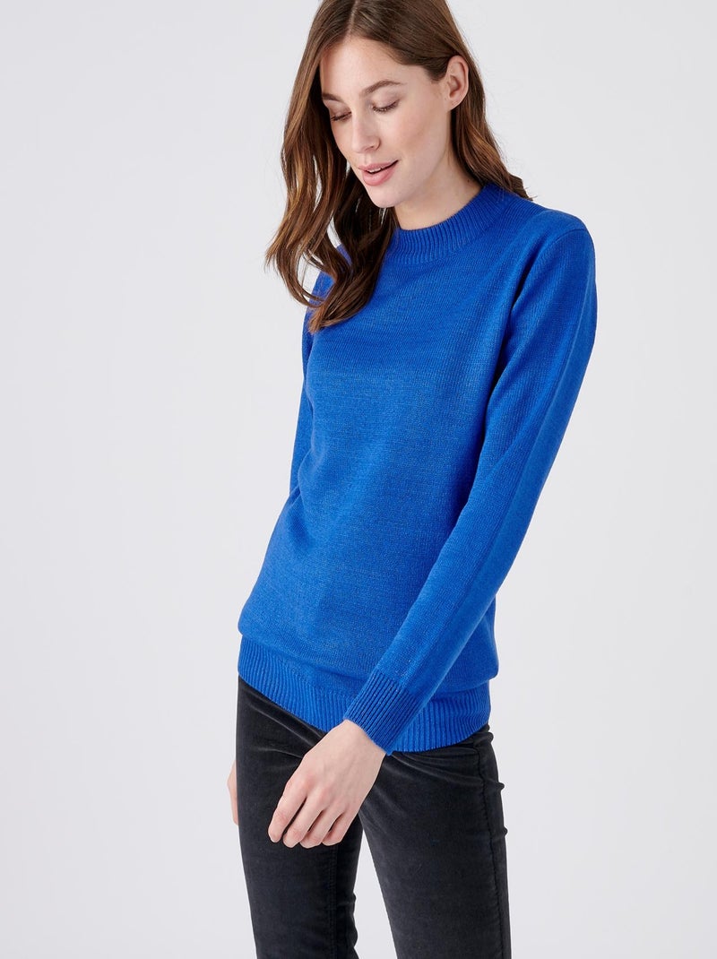 Pull col rond maille jersey - Damart Bleu - Kiabi