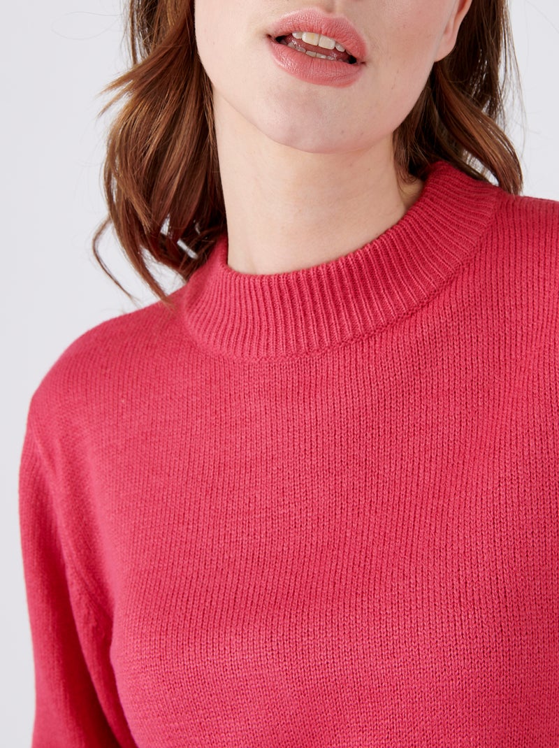 Pull col rond maille jersey - Damart Corail - Kiabi