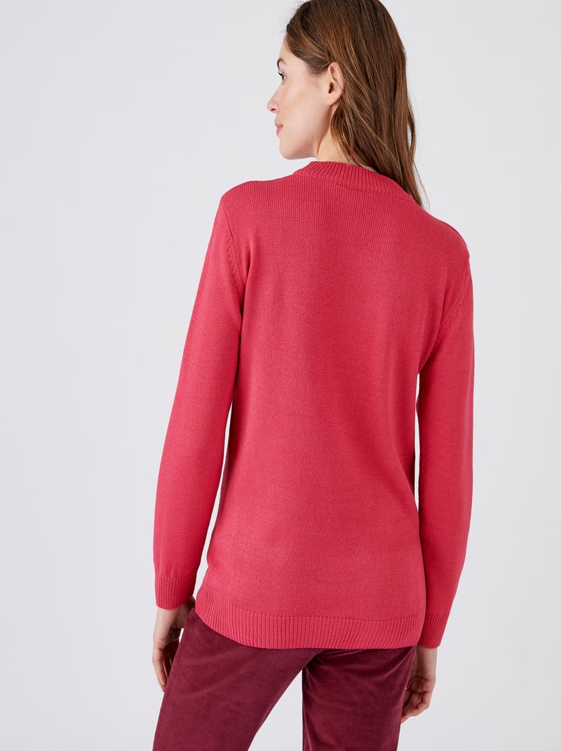 Pull col rond maille jersey - Damart Corail - Kiabi