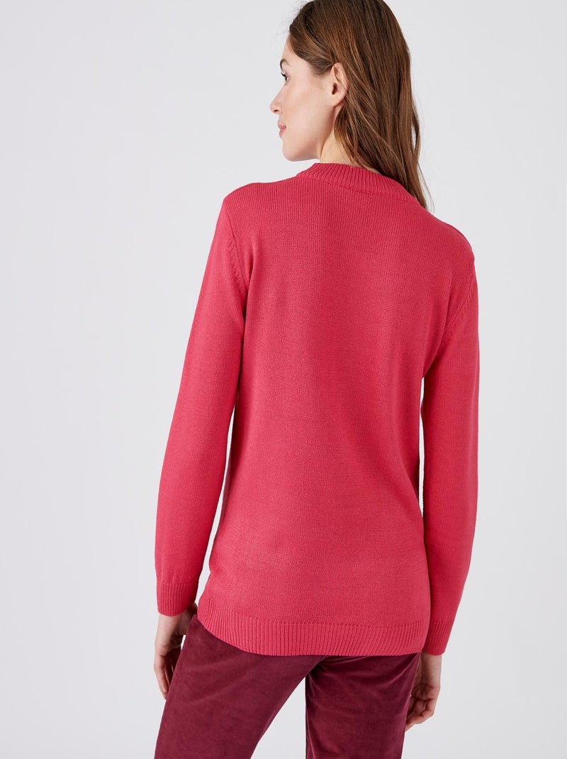Pull col rond maille jersey - Damart Rose framboise - Kiabi