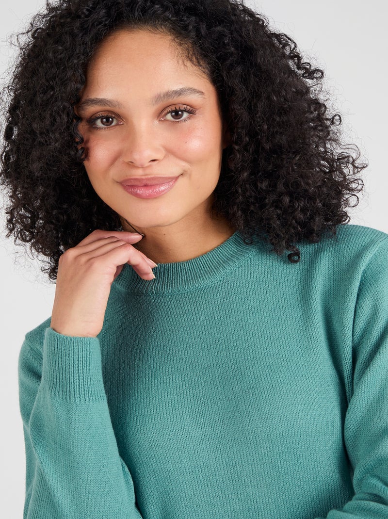 Pull col rond maille jersey - Damart Vert Sauge - Kiabi