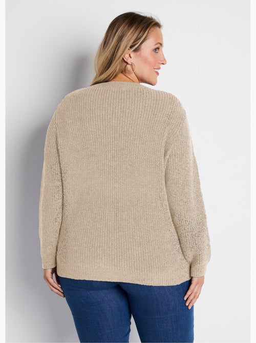Pull col rond maille perlée avec laine - Afibel - Kiabi