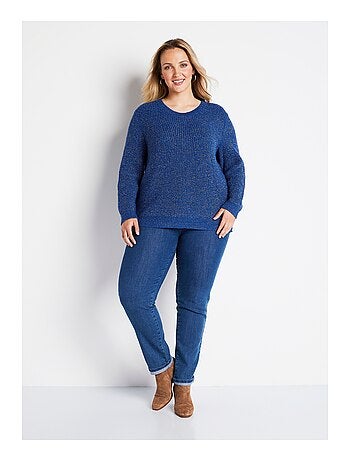 Pull col rond maille perlée avec laine - Afibel