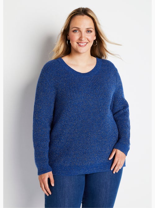 Pull col rond maille perlée avec laine - Afibel - Kiabi