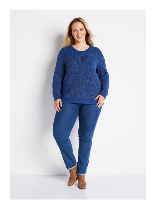 Pull col rond maille perlée avec laine - Afibel - Kiabi
