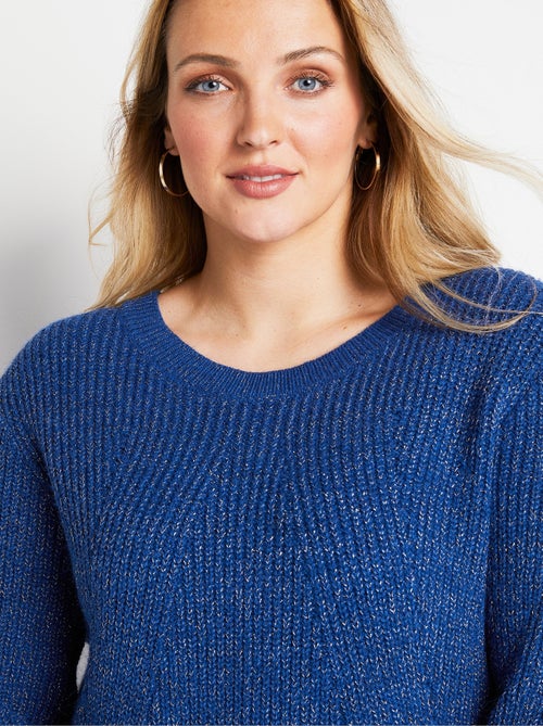 Pull col rond maille perlée avec laine - Afibel - Kiabi