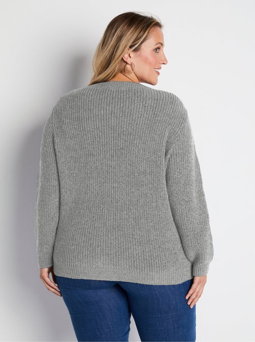 Pull col rond maille perlée avec laine - Afibel - Kiabi